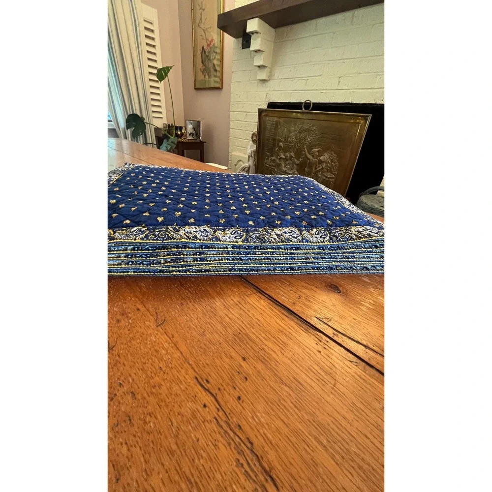 Valdrome French Quilted Placemats Blue Yellow Cotton Provençal set of 8